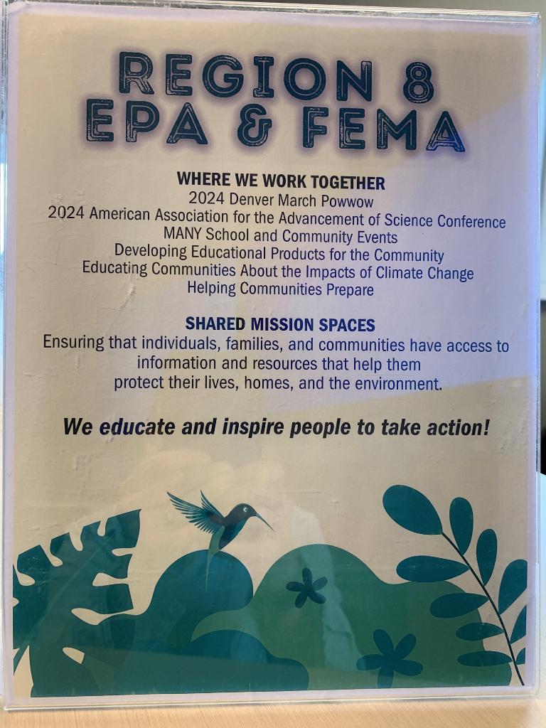 EPA staffer Wendy Dew kicked off #EarthMonth presenting on water usage and conservation at the @femaregion8 office in Lakewood, CO. It was a fun day discussing Earth Day, recycling, food waste and climate change. Come see us at one of the many #EarthDay celebrations we'll be at!