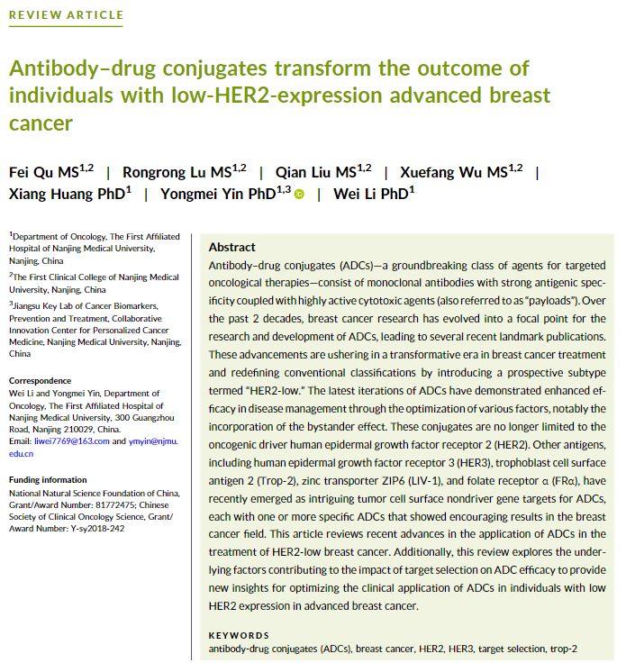 From our Breast Therapy in China Special Issue: Antibody–drug conjugates transform the outcome of individuals with low-HER2-expression advanced breast cancer acsjournals.onlinelibrary.wiley.com/doi/10.1002/cn… @oncoalert #BCSM