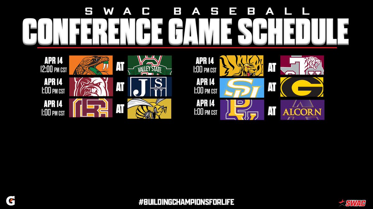 ➡️ 📆 SWAC Baseball Upcoming Game Schedule @Gatorade #SWACBSB | #BuildingChampionsForLife
