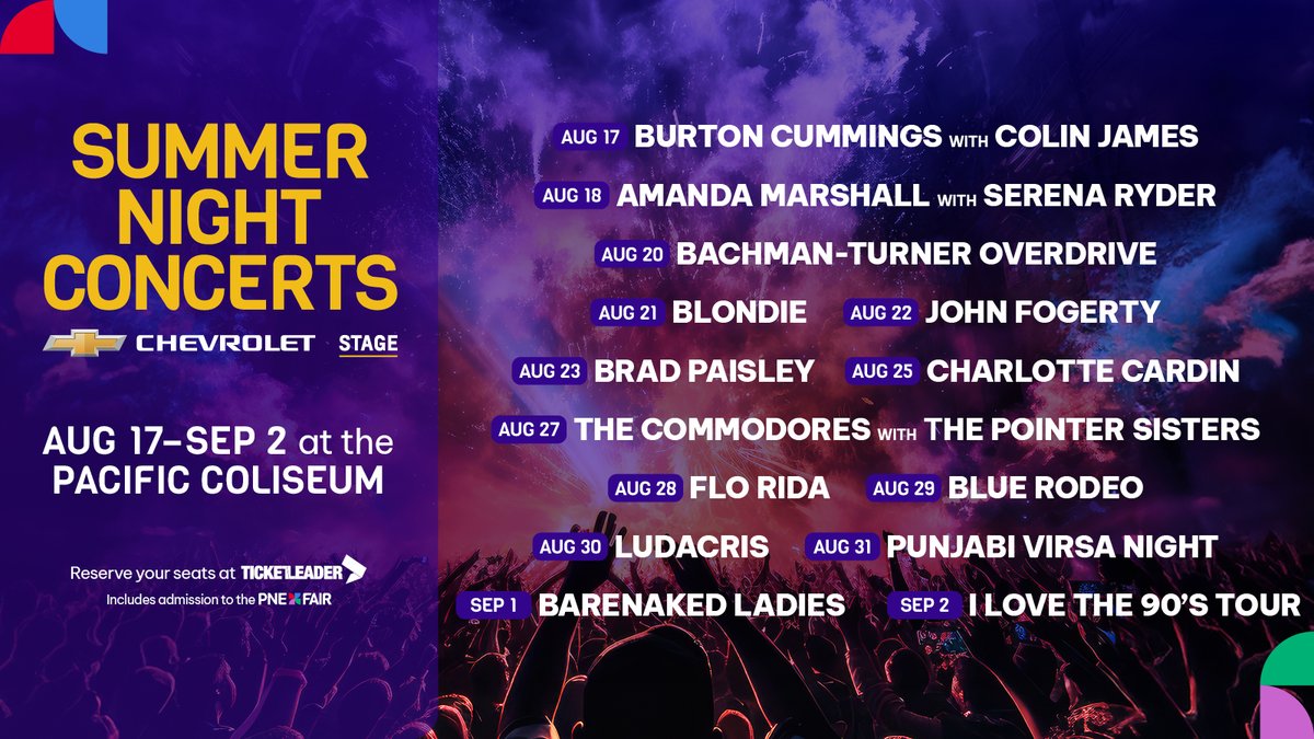 The Summer Night Concerts Pre-Sale starts NOW! 📢🌟 Get your pre-sale tickets at the link below using the code below to secure a seat at your favourite show! 🎫 PROMO CODE: SNCPNETWEET vist.ly/xect Pre-sale ends tonight at 11:59pm! Get your tickets now.
