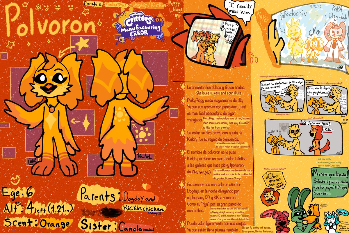 16_rel's tweet photo. Hello, I present to you Polvoron☀️🧡⭐️
It took me some time and several drafts, but here it is, I present to you my solarstar/Puppy Nugs fankid.
alternative universes PPT “Manufacturing Error”
#dogday #kickinchicken #smilingcrittersau #smilingcritters #puppynugs #solarstar (? https://t.co/ZgzoGZfxyj