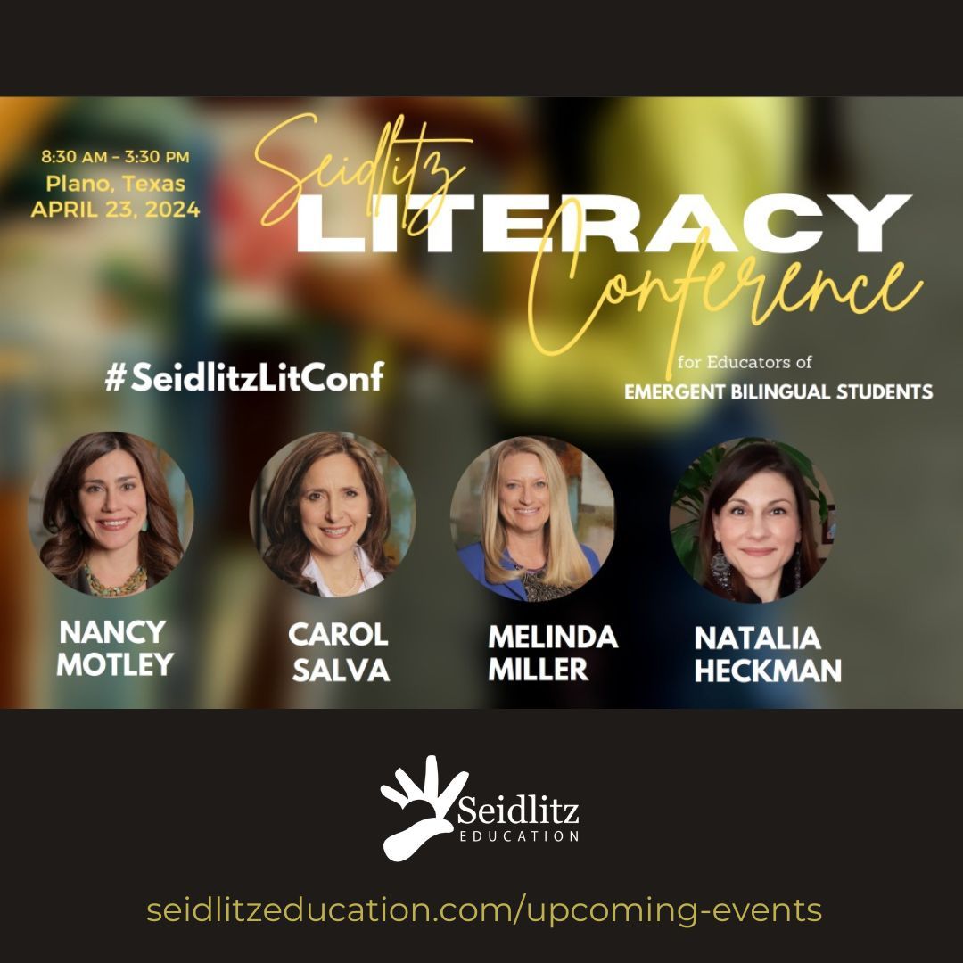 If you haven't made it to a @Seidlitz_Ed #SeidlitzLitConf yet, catch the allstar team of @NancyMotleyTRTW, @DrCarolSalva, @DrMelindaMiller, & @NataliaESL in Plano, TX 4/23! Seats are going fast, so don't wait! buff.ly/3wlNFPI