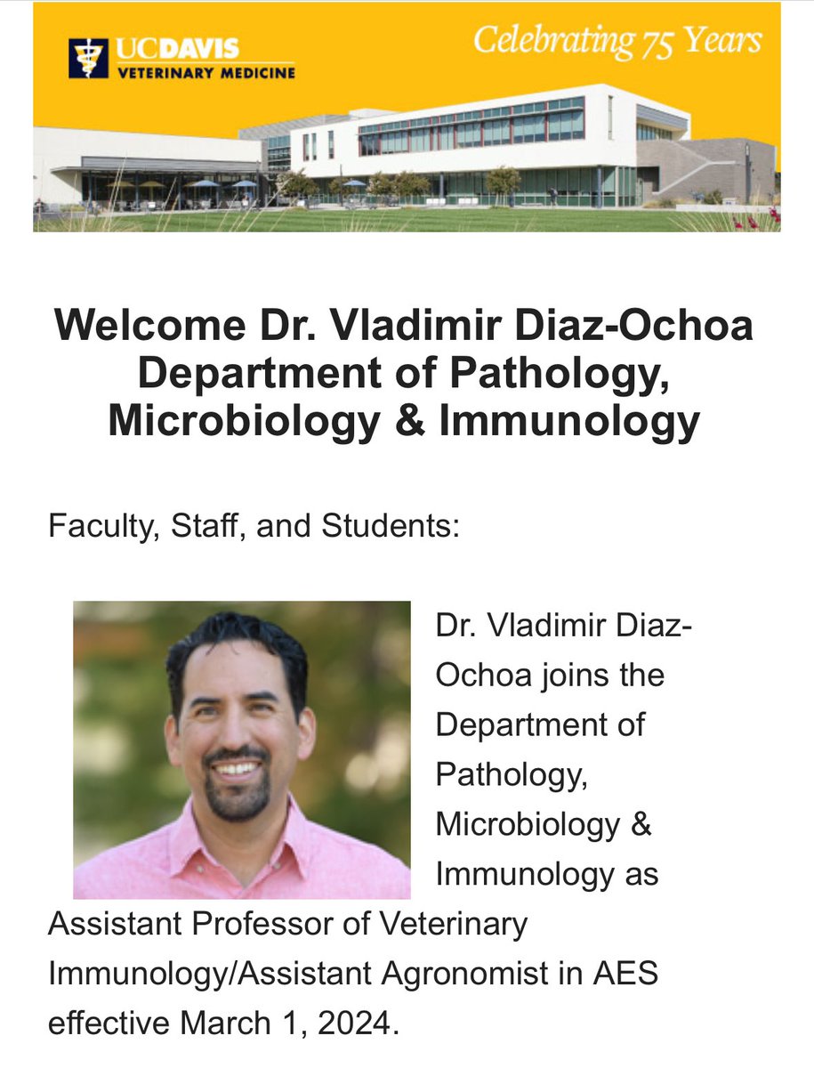 Huge congratulations to @vdiazochoa on his new position as an Assistant Professor @ucdavisvetmed! 🎉🎉🎉