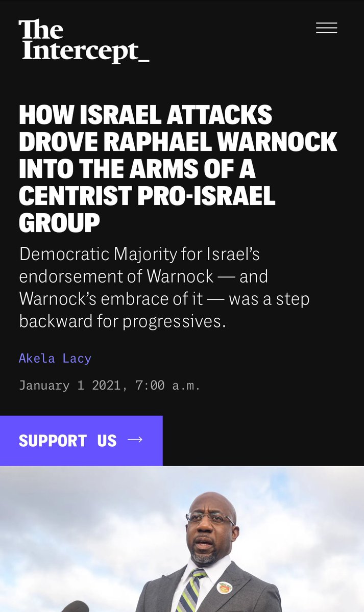 One of the most interesting things about this is that Warnock had vocally condemned Israeli human rights abuses against Palestinians as a reverend but has toed this line since 2021 after Republicans surfaced his past remarks theintercept.com/2021/01/01/war…