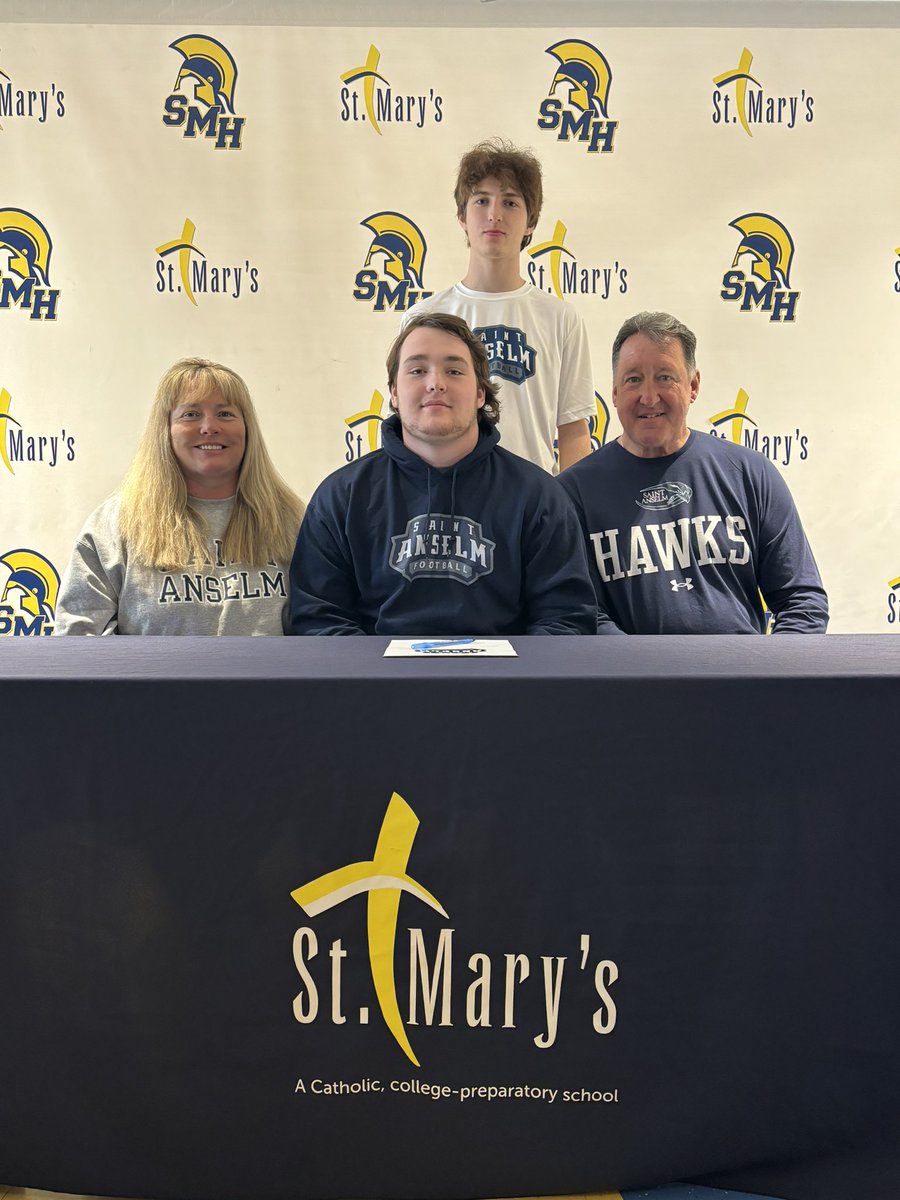 stmarysspartans's tweet photo. FOOTBALL: Congrats to Chris Marks on signing his commitment to Saint Anselm. https://t.co/AcMOpvz4oI