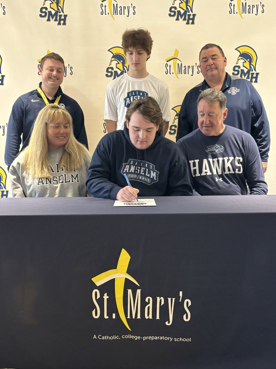 stmarysspartans's tweet photo. FOOTBALL: Congrats to Chris Marks on signing his commitment to Saint Anselm. https://t.co/AcMOpvz4oI