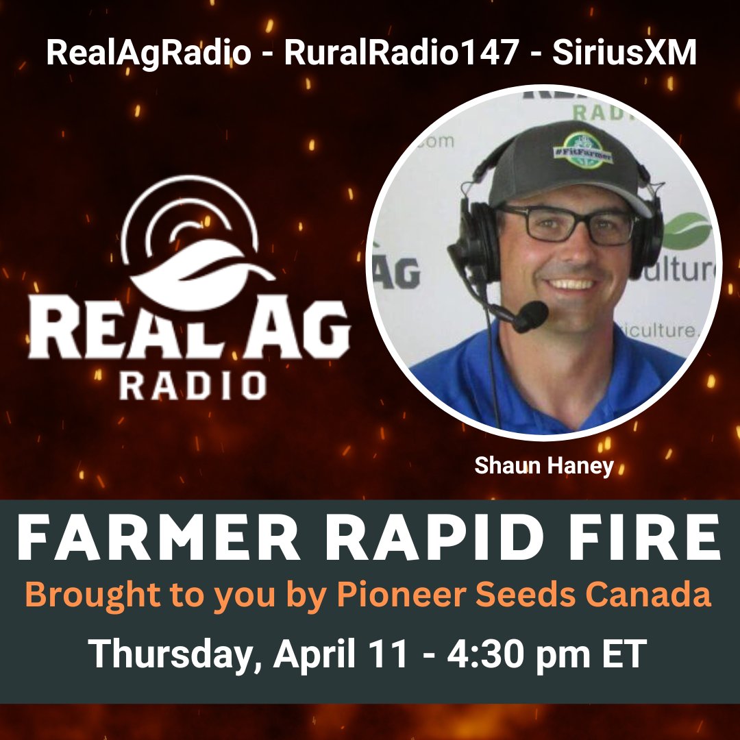 Tune in to #RealAgRadio at 430 E on @RuralRadio147 for the #FarmerRapidFire brought to you by @PioneerSeedsCA! Host @shaunhaney checks in w/ @kevin_buchner, @farmerjim79, @landon707, @wheatGerrJJ, & eastern agronomist @MarcMaisonneuv6 #cdnag #ontag #westcdnag