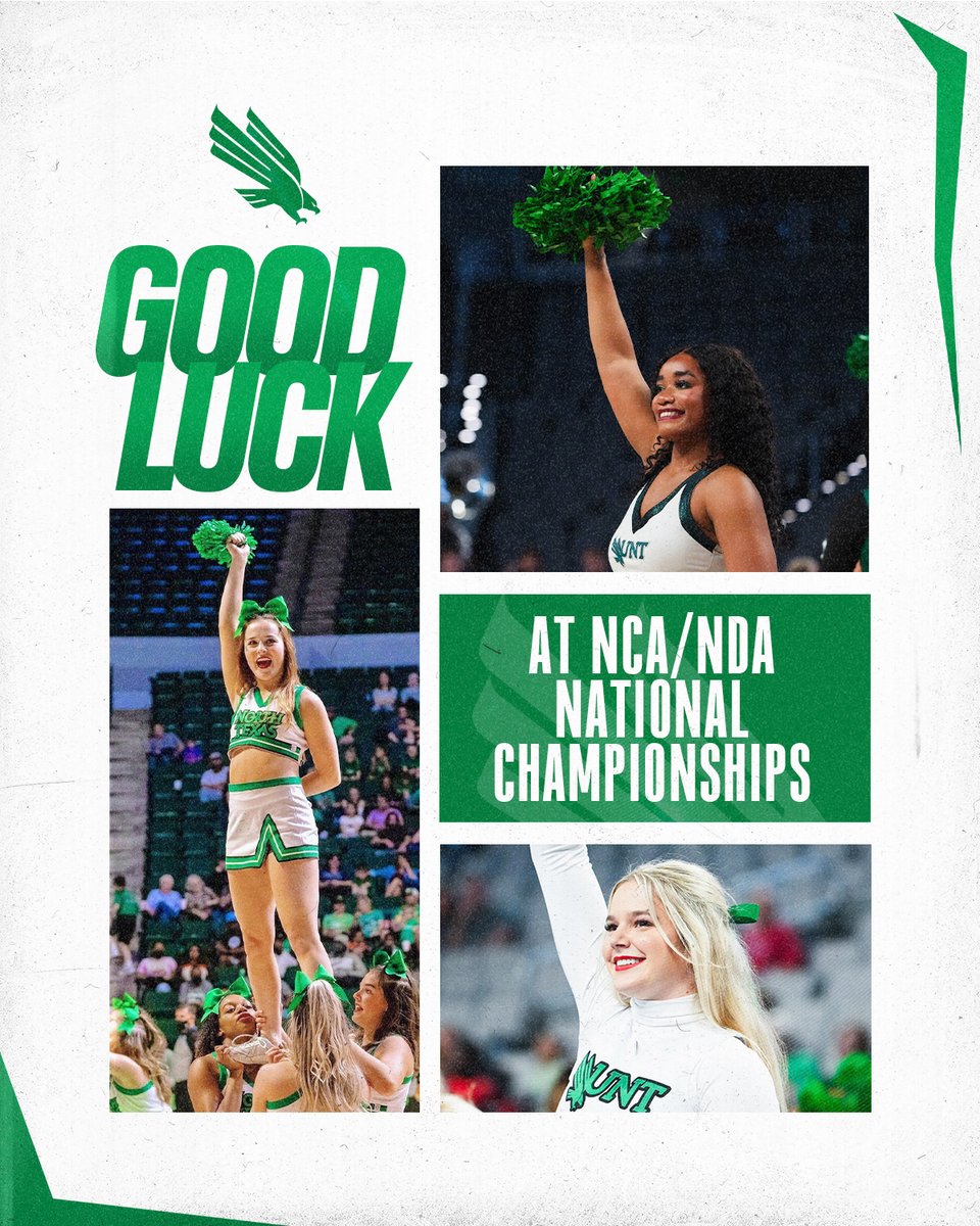 Wishing our Spirit Teams (@ntxdancers & @Northtxcheer) best of luck at Nationals! GMG🟢🦅 #NCAnationals x #NDAnationals