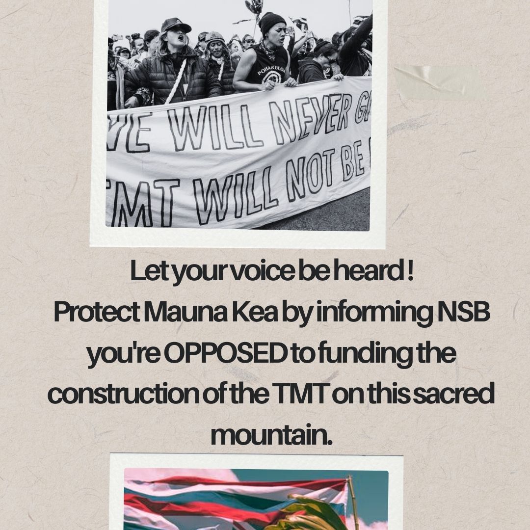 Although Kānaka Maoli have consistently & unambiguously voiced opposition to building TMT at Mauna Kea—a sacred mountain to the Indigenous people of Hawaiʻi—we all must continue to voice opposition. Tell the @NSF board that it SHOULD NOT fund @TMTHawaii! bit.ly/NSFdontfundTMT