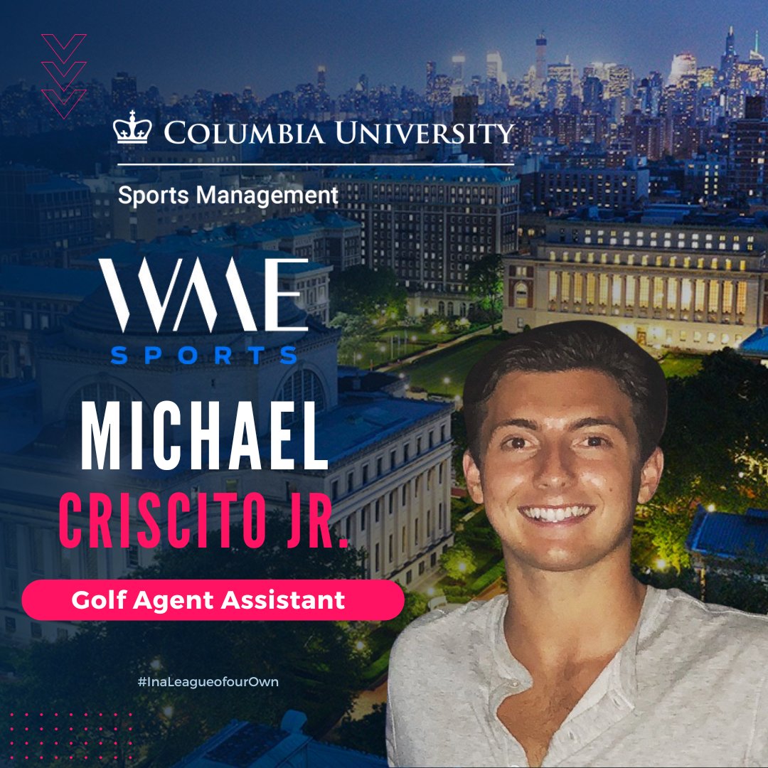 Alumni Highlight❗ Michael Criscito Jr, SPS ‘23, recently started a new position as Golf Agent Assistant at WME Sports. In this role, he will work in sports marketing and talent representation within the golf sector.🤝 #YourStory