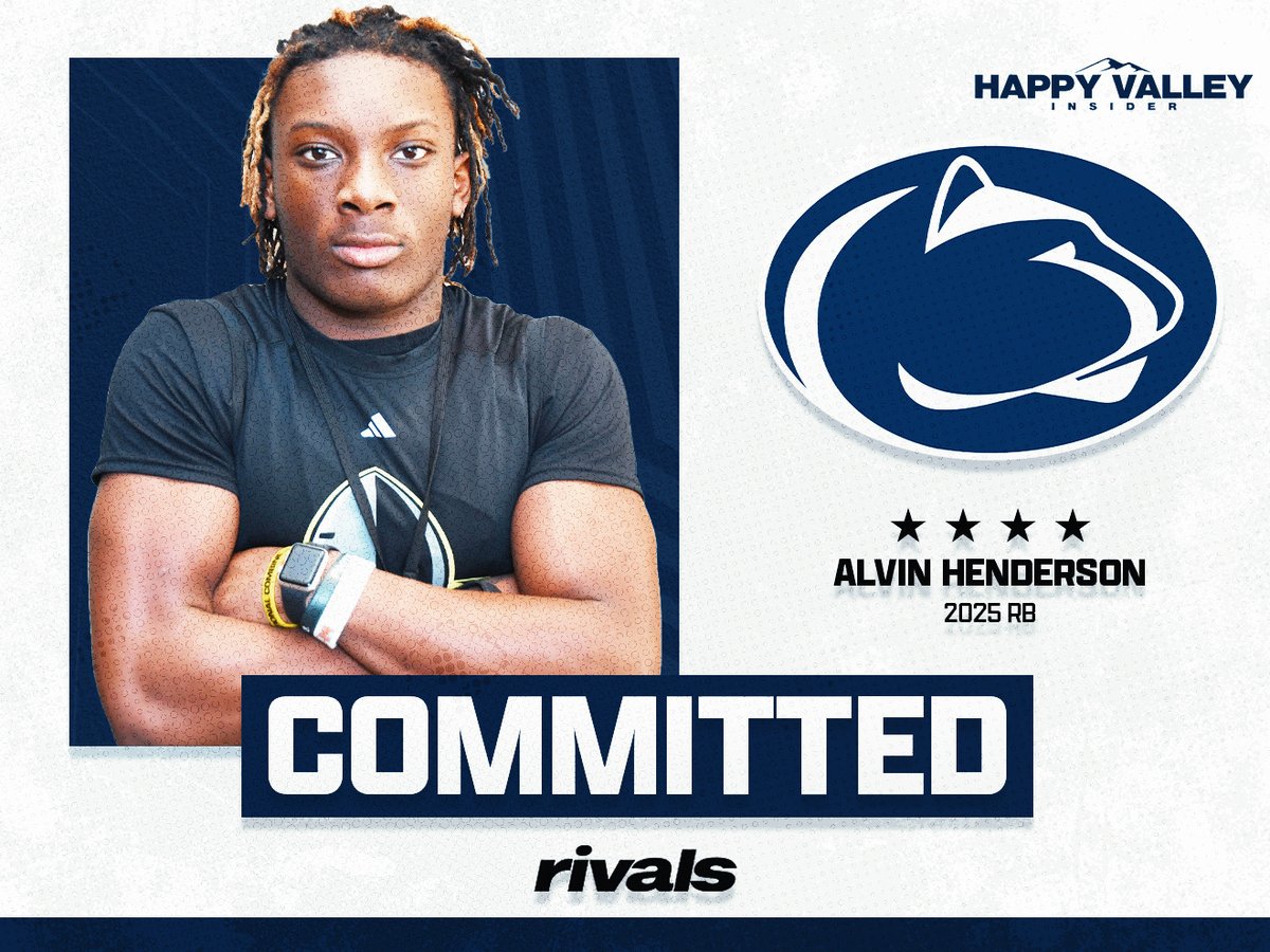 🦁#WeAre….BETTER🦁 The No. 36 overall recruit, 2025 RB Alvin Henderson (@AlHenderson_1) commits to #PennState‼️ 👉 tinyurl.com/msnkncpc