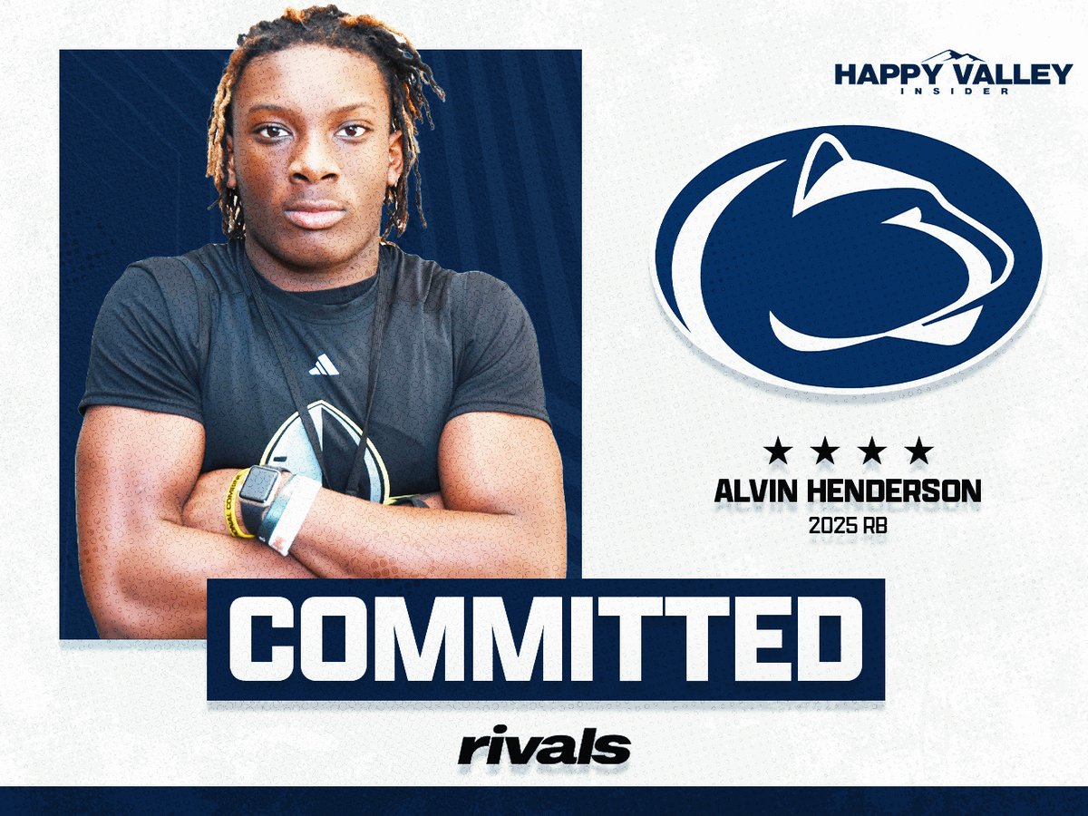 WhiteOutReport's tweet image. 🦁#WeAre….BETTER🦁

The No. 36 overall recruit, 2025 RB Alvin Henderson (@AlHenderson_1) commits to #PennState‼️

👉 tinyurl.com/msnkncpc