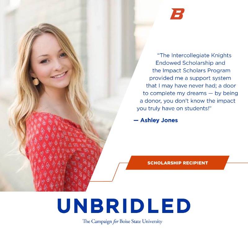 Ashley Jones came to @BoiseState from the foster care system. Support students like Ashley attend Boise State at the Drive for Impact Golf Scramble: Register to sponsor or play in the tournament today! boisestate.edu/alumni/event/d…. #BoiseState #BoiseStateAlumni