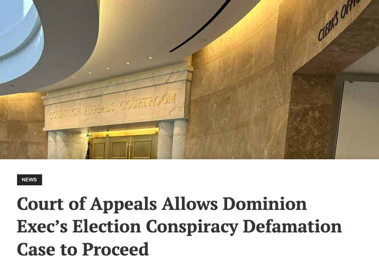 The Colorado Court of Appeals has affirmed Denver District Court Judge Marie Moses’ denial of anti-SLAPP motions filed by defendants in the defamation case brought Dominion Voting Systems executive Eric Coomer. coloradotimesrecorder.com/2024/04/court-…