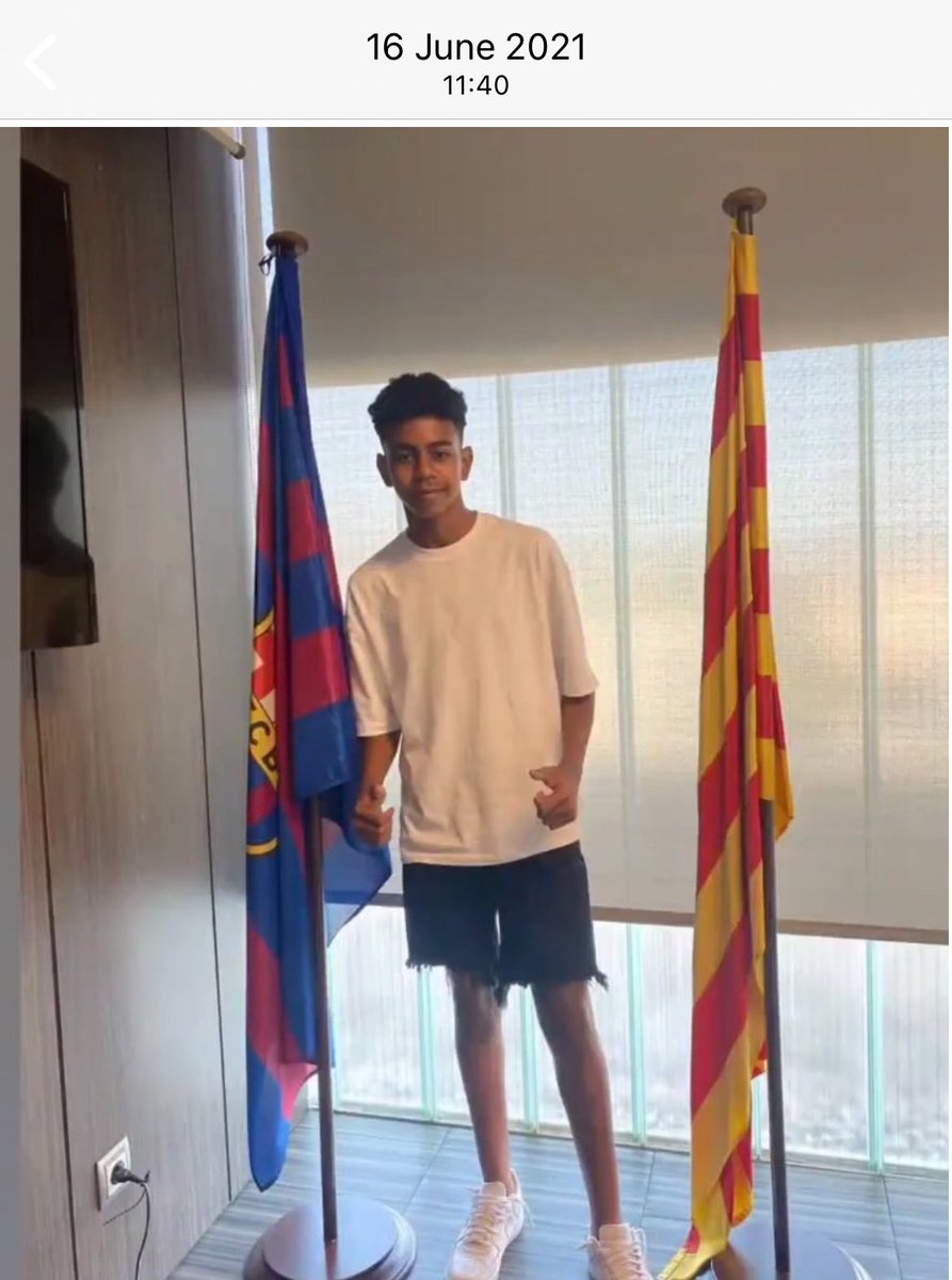 I was checking some old pictures from my phone, as I was coming across this one. This picture was taken when Lamine Yamal signed his contract with FC Barcelona. He was still an Infantil A player back then, and look at him now.. Crazy development.