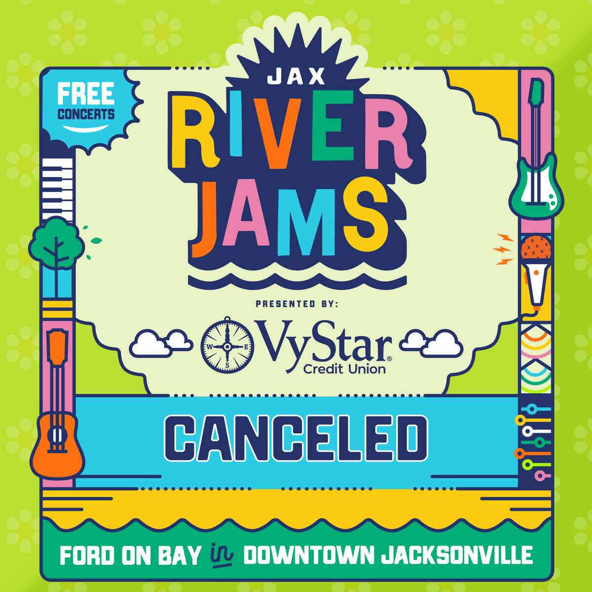 Weather Update: Due to severe weather and in the best interest of public safety, the Jax River Jams production and safety partners have made the tough decision to cancel tonight's Jax River Jams.☔️ We'll see you next Thursday, 4/18 🎶🤘 Learn More: jaxriverjams.com