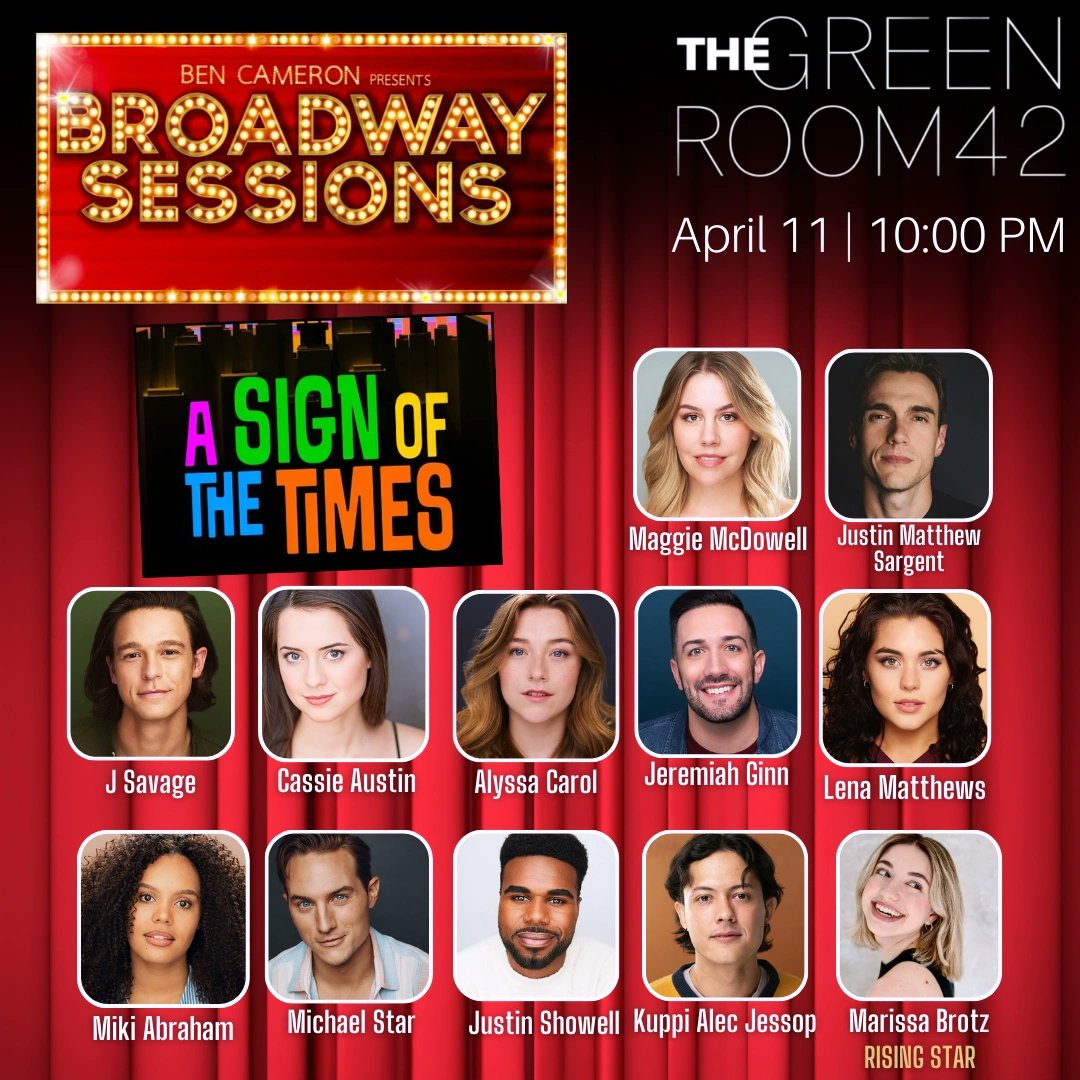 Big show tonight featuring the insanely talented cast of A Sign of the Times!!! Come have your mind blown and face melted..and 2 lucky audience members are going to win tickets!! 10pm @TheGreenRoom42 see u there after bway curtains come down! @BenDoesBROADWAY