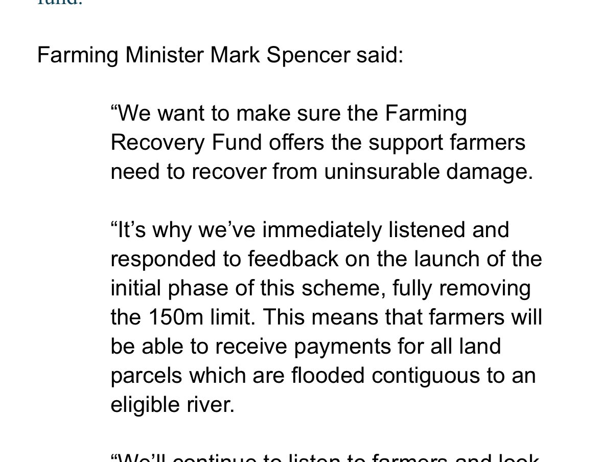 Breaking; 48 hours after launching its Flood Recovery Fund @DefraGovUK has changed the criteria for applicants. This follows an outcry from the farming community and @NFUtweets