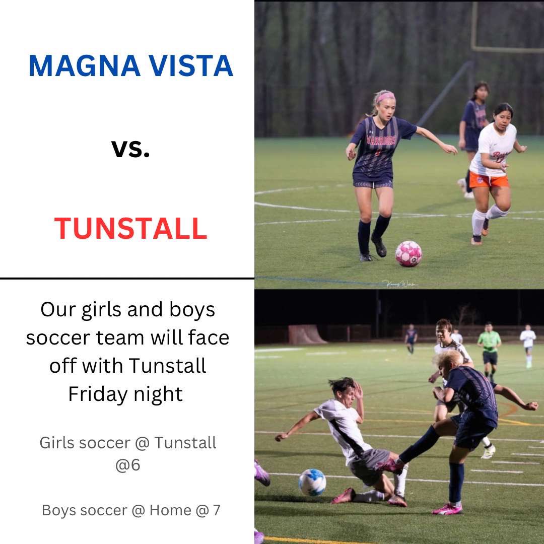 mv_section's tweet photo. Go support our soccer teams as we face off against rival Tunstall #beattunstall https://t.co/kGSAqi4SFc