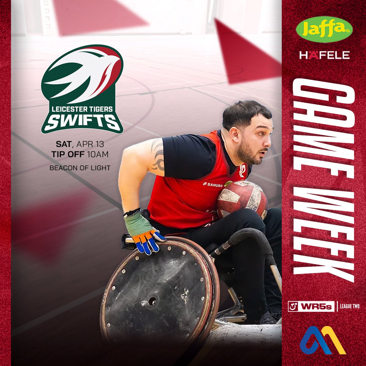 𝑮𝒂𝒎𝒆 𝑾𝒆𝒆𝒌 🏉 The Leicester Tigers Wheelchair Rugby Team and the Leicester Tigers Swifts gear up for the first fives tournament of the year! With the Tigers in the Premiership, while the Swifts are representing in League Two 🐯 tournifyapp.com/live/wr5st12024 #WheelchairRugby