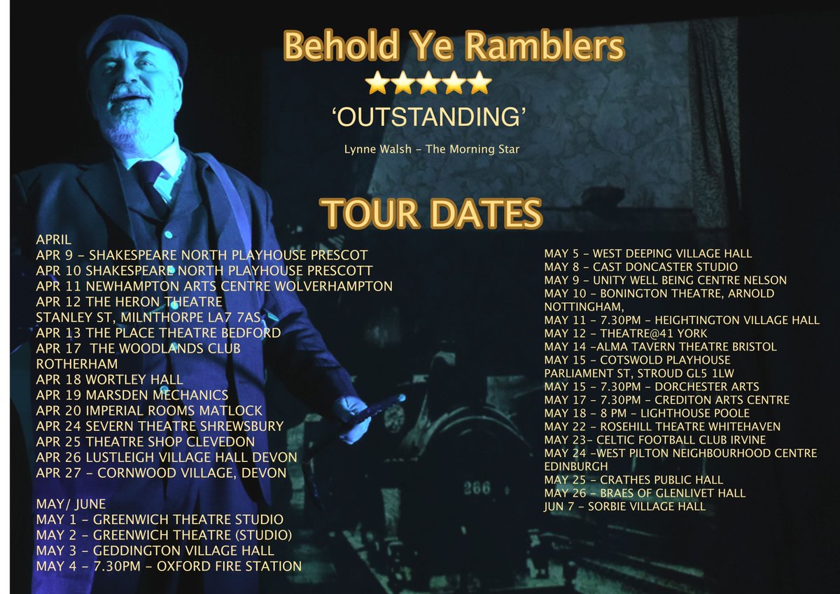 ⭐️⭐️⭐️⭐️⭐️ #BeholdYeRamblers #TONIGHT @Newhampton Wolverhampton Frid @TheHeron Milnthorpe Sat @ThePlaceBedford Lots of music , Lots of original songs and an important part of our history #TheClarion. All dates BOOK TICKETS buff.ly/40ovrHY