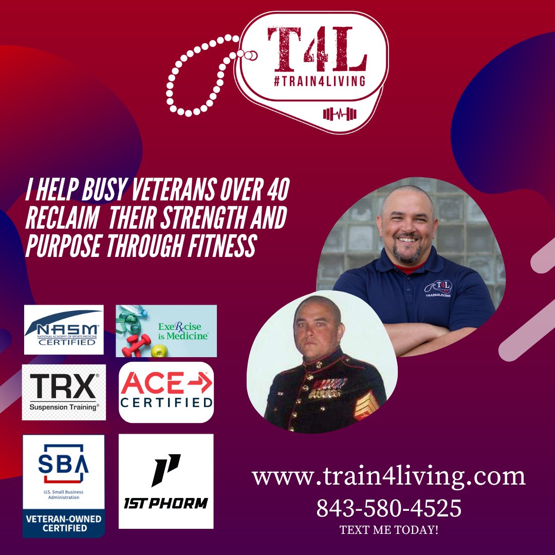 🔥 Calling all Veterans aged 35-45!
🥗 Personalized nutrition
🏋️‍♂️ Comprehensive fitness plan
🤝 Veteran-focused support & accountabilityJoin Train4Living and start your journey to a healthier, happier you today! 💪
#Train4Living #VeteranFitness #GetFit