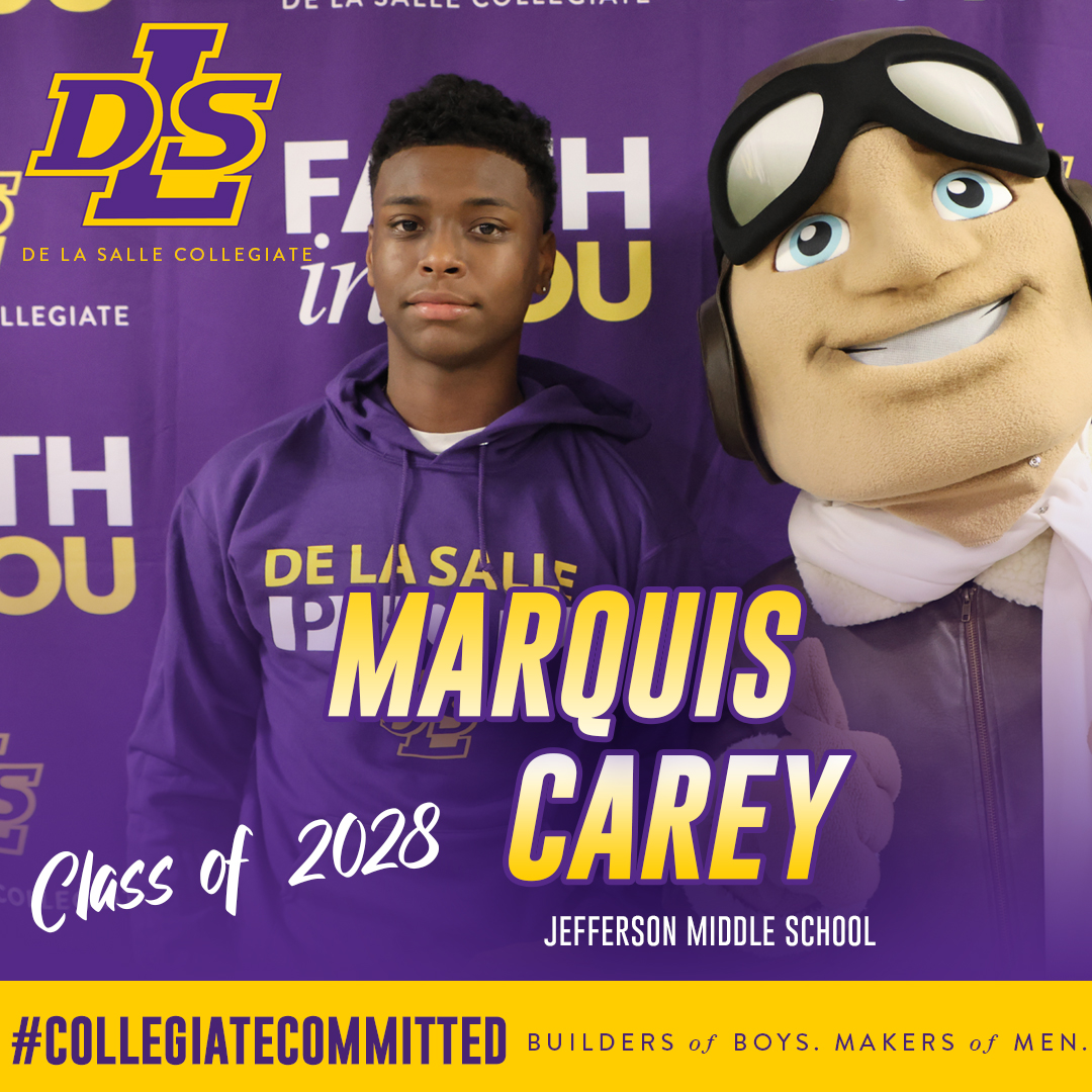COLLEGIATE COMMITTED: We are excited to introduce Marquis Carey as the latest member of the Class of 2028 to be #CollegiateCommitted. He comes to us from Jefferson Middle School. Welcome, Marquis! #PilotPride #classof2028 #LasallianEducation