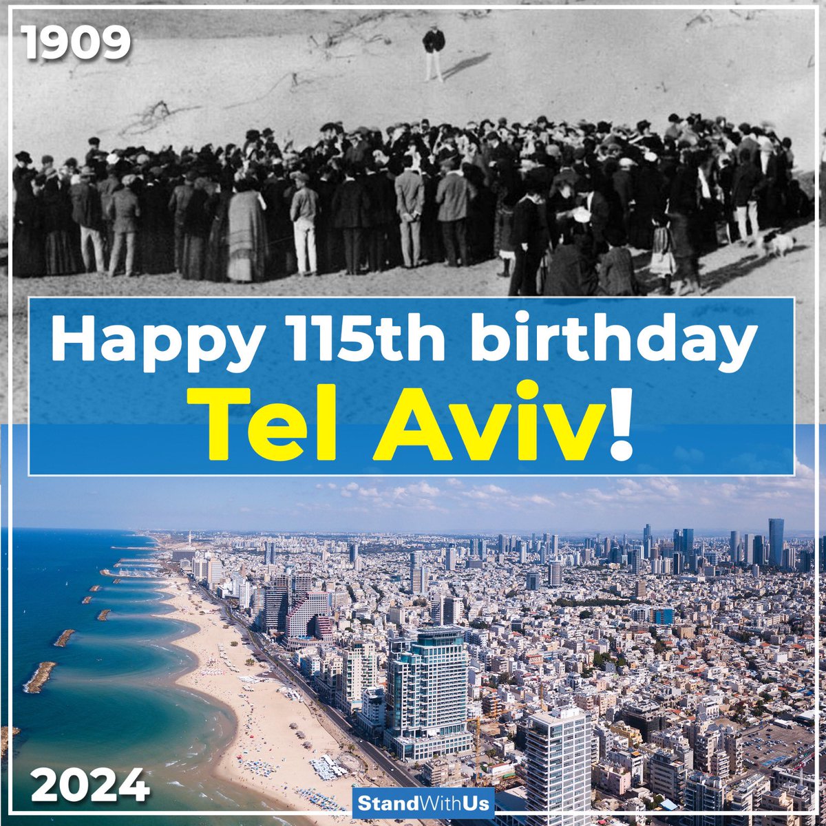 When @TelAviv was established exactly 115 years ago, few would have dreamed that the city would become what it is today: A bustling hub of technology, art, culture, diversity, coexistence, and so much more. Happy 115th Birthday, #TelAviv; you don't look a day over 75!