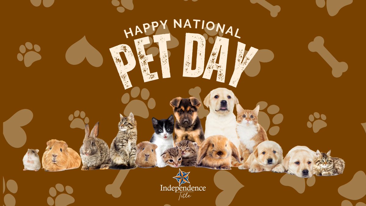 🐾 Happy #NationalPetDay from Independence Title! 🐾

Our furry, feathered, and scaly friends bring endless joy. They're our constant companions, making every day brighter. ❤️🐶🐱🐰🐦 #FurFamily #IndependenceTitlePets