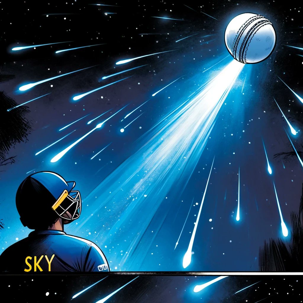AiArtistNAADAN's tweet photo. SKY senfd the ball into the #sky.
RCB is losing the match.
#MIvsRCB #IPL2024 #aiart #livecomics #NaadanComics #Edamone #ishankishan https://t.co/jK96sOOkWR