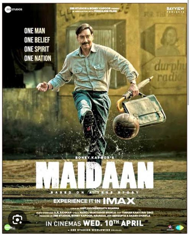 Went to watch #Maidaan today and loved the fact that sports movies are now so well made, very real life...given attention to detail into uniforms, shoes, portrayal of 1950s... Loved the fact that this sports movie doesn't have the usual filmy climax of tie breaker, penalty etc