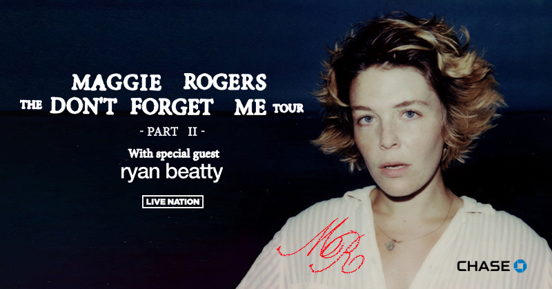 JUST ANNOUNCED: @maggierogers has announced new dates on the The Don't Forget Me Tour with special guest Ryan Beatty - Sign up now to get early access to presale tickets on Tuesday, April 23rd at 10am local time: shop.maggierogers.com/pages/tour