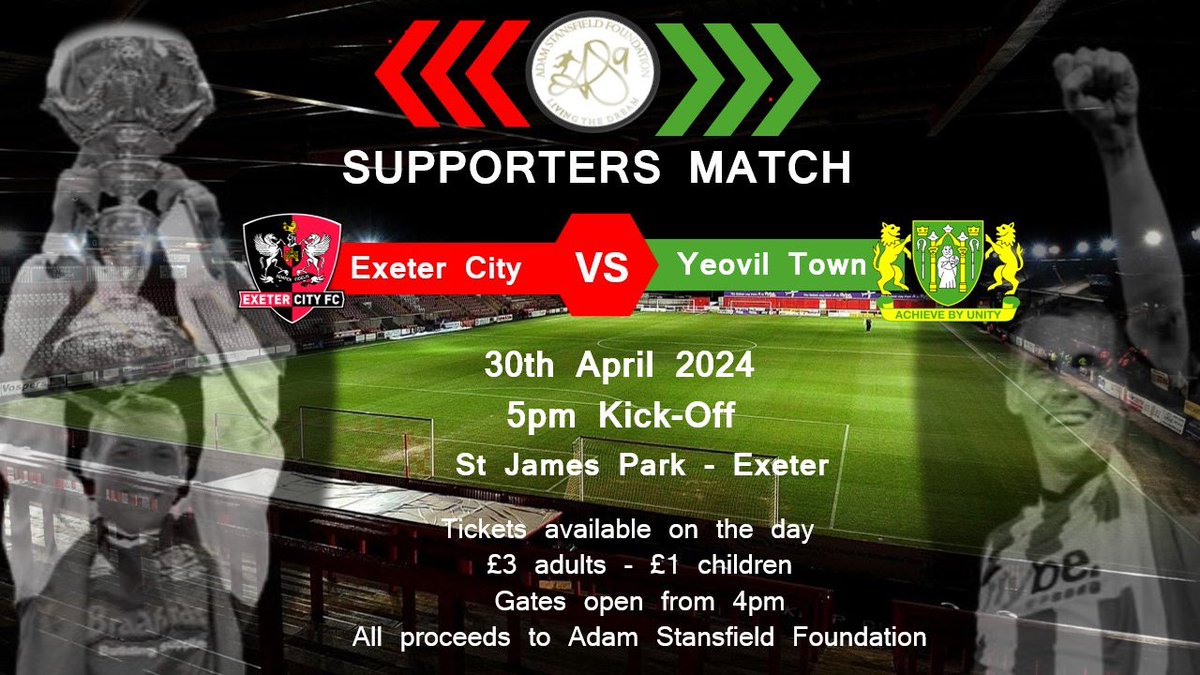 Exeter v Yeovil for The Adam Stansfield Memorial Trophy.