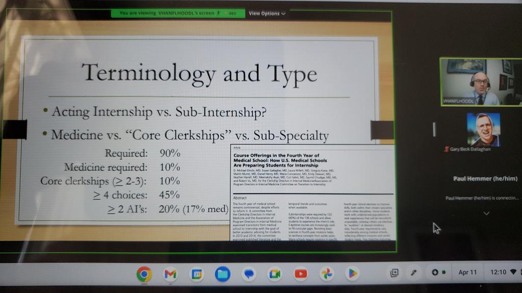 Taking a break from #sgea2024 to run the @Alliance4ClinEd Clinical #mededucator series webinar. Great info related to acting internships. Dr. Chad Hood is exceptional! #meded