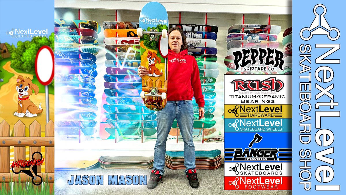 NextLevelSk8's tweet photo. NEW Complete Setup at @NextLevelSk8 Shop! :D
• Cartoon Dog board
• Banger Trucks
• Next Level Wheels 52mm, 103a
• Next Level Hardware Gold
• Rush Bearings Titanium/Ceramic Hybrid
• Pepper Grip
• @NextLevelShoeCo 
#skateboard #skateboardshop #nextlevel #complete https://t.co/I7SGNFhDL4
