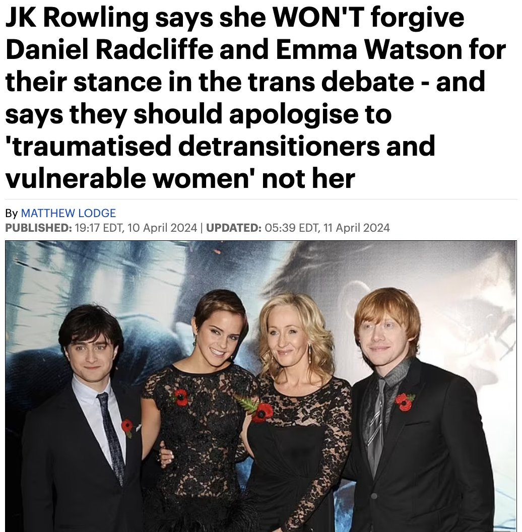 JK Rowling's work gave these actors a career and they abandoned her when it mattered. The Harry Potter cast members should absolutely change their tune and start standing up for the people harmed by Gender Ideology.