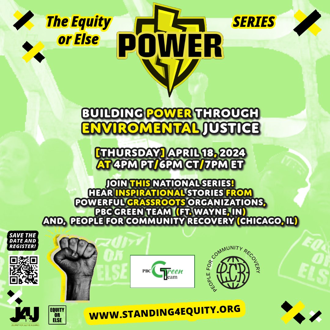 Come to the Equity or Else Power Series next Thursday! 🌱 PCR's executive director Cheryl Johnson will be joining as a presenter. 🔗 Link to register in bio!