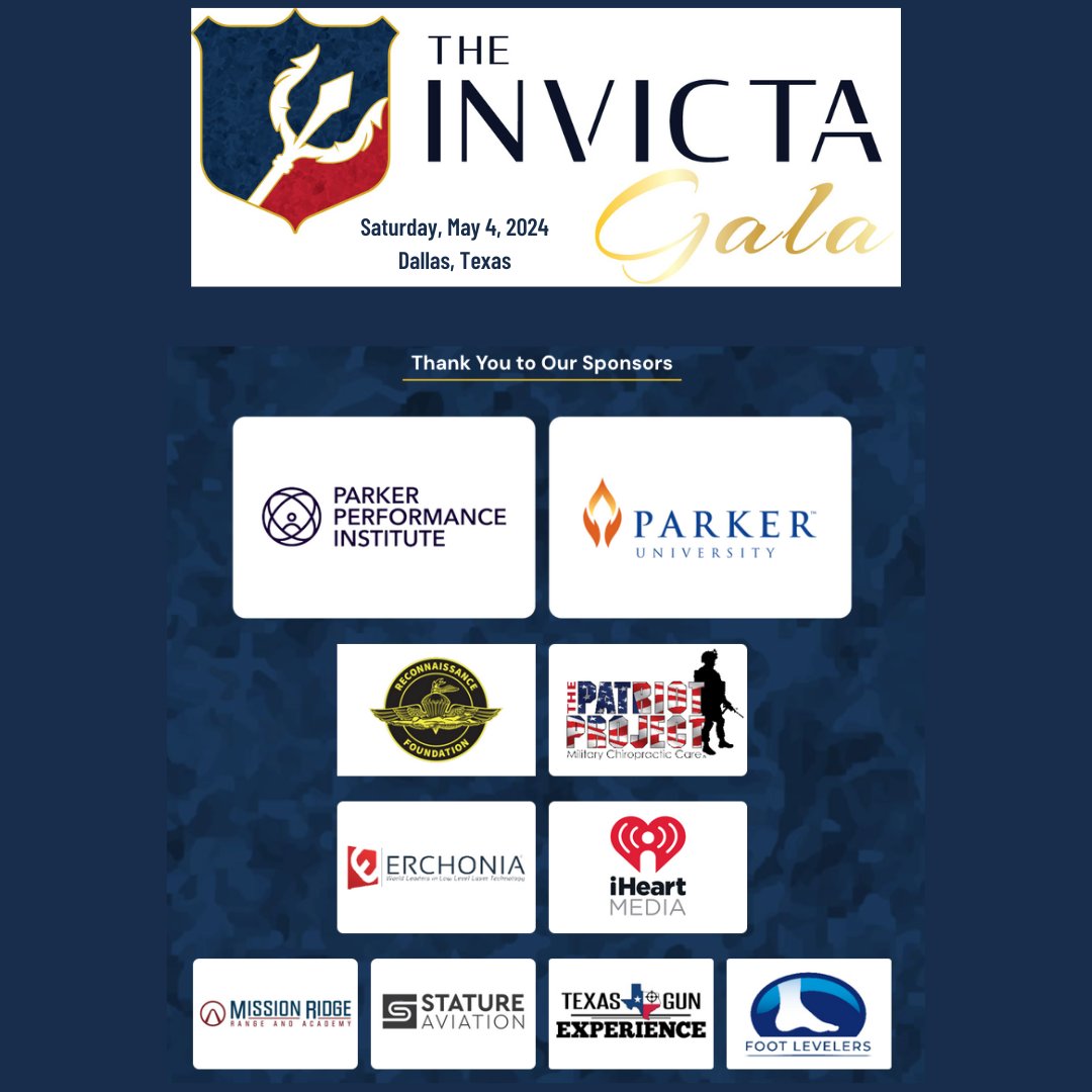 We're deeply grateful to our sponsors for their generous support of the INVICTA Gala! Join us and Gary Sinise on May 4th for an unforgettable evening honoring Medal of Honor recipients. Reserve your table and learn more at invictagala.com. #invictagala