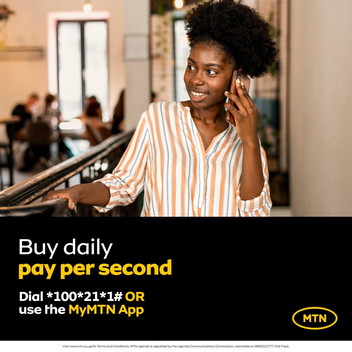 You can now talk more for less with @mtnug per second call time bundles.
Buy the daily pay second bundle via the #MyMTNApp or dial *100*21*1# to activate.
#TogetherWeAreUnstoppable