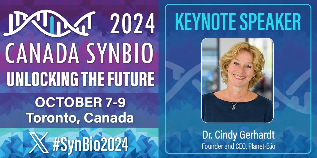 Got tickets for #SynBio2024 yet? Canada's premier engineering biology event runs October 7-9 in Toronto. We’re thrilled @BiotechDelft’s Founder & CEO Dr. Cindy Gerhardt is our keynote! For early bird discounted tickets: canadasynbio2024.eventbrite.ca. Info: canadasynbio.ca