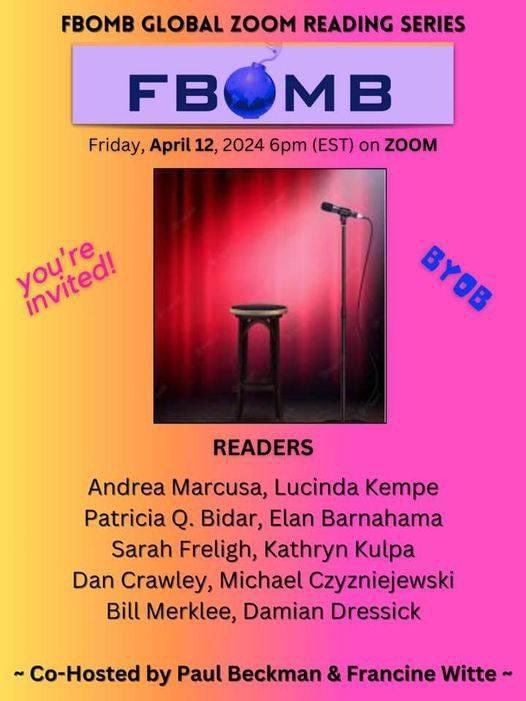 I’m reading tomorrow for FBomb with these awesome people! Enroll with the link below. us02web.zoom.us/meeting/regist…