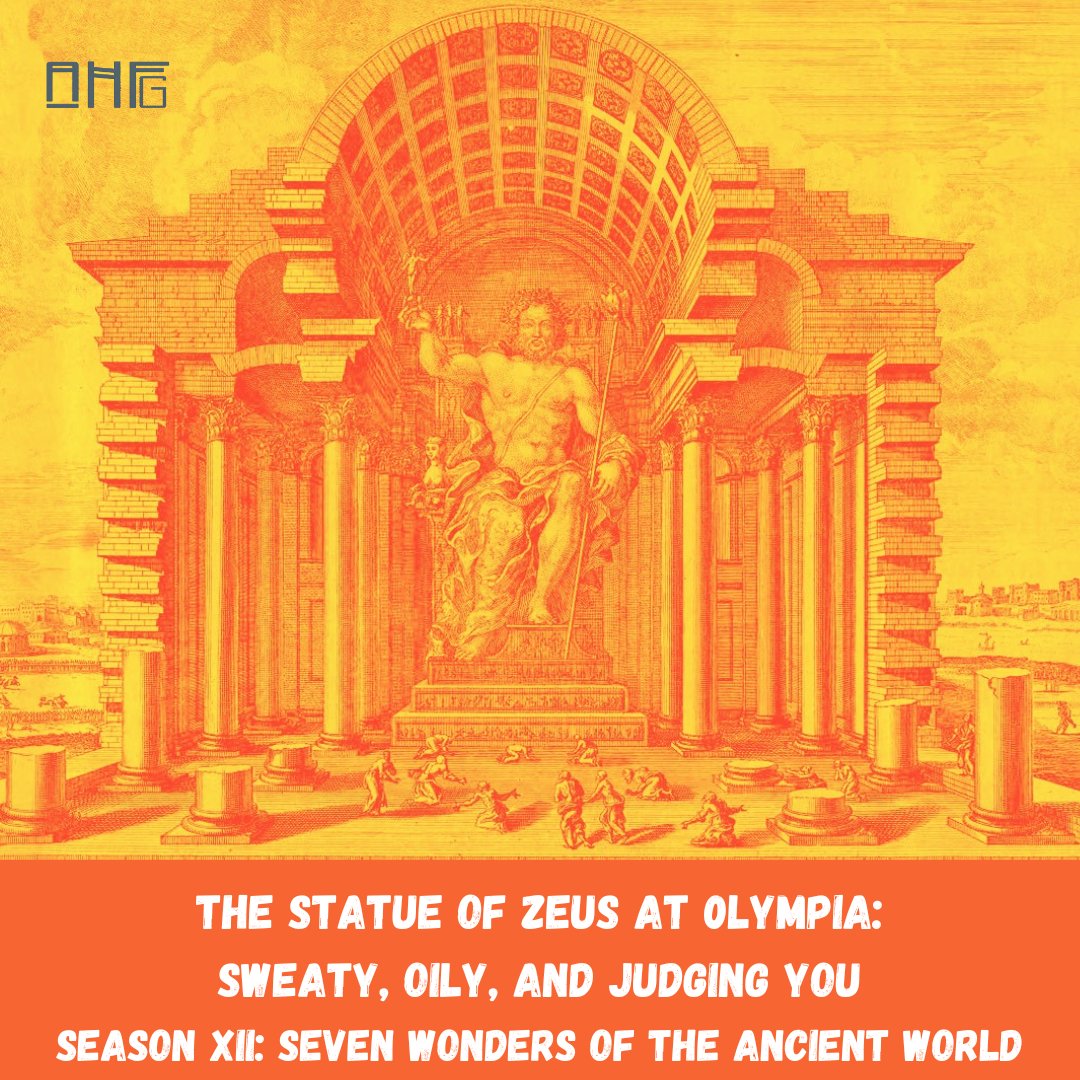 New episode! The Statue of Zeus at Olympia is not well remembered today. But in its time, it seared itself into the minds of all who saw it. An enormous, glowering, formidable statue built into a temple, it was as tall as a three-storey building. bit.ly/3xrUJKW