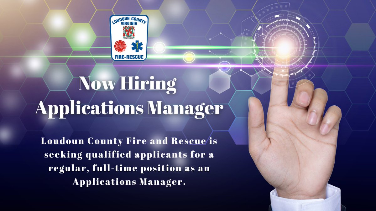 We’re hiring! 📢 Loudoun County Fire and Rescue is seeking qualified applicants for a full-time Applications Manager position. Learn more and apply today at bit.ly/4ats0UU. Applications will be accepted through Monday, April 29, 2024! @Chief600KJ