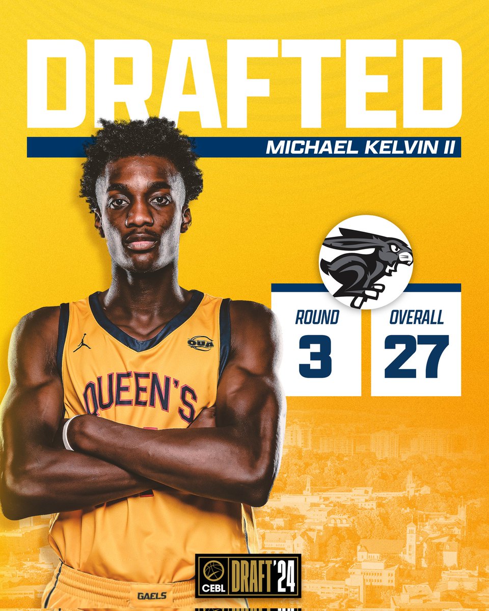 Congratulations to Michael Kelvin II of Queen's Men's Basketball who has been selected in the #CEBLDraft by the Ottawa Blackjacks!

#ForGold | #ChaGheill