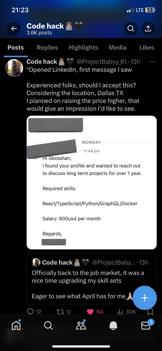 0xJay247's tweet image. 2 days ago, I made a post about a potential client reaching out to me for a gig, the ONLY reason I made this was cause I needed advice from experienced devs, I feel like if I had a mentor during the early days of my career I wouldn’t had made so many avoidable mistakes