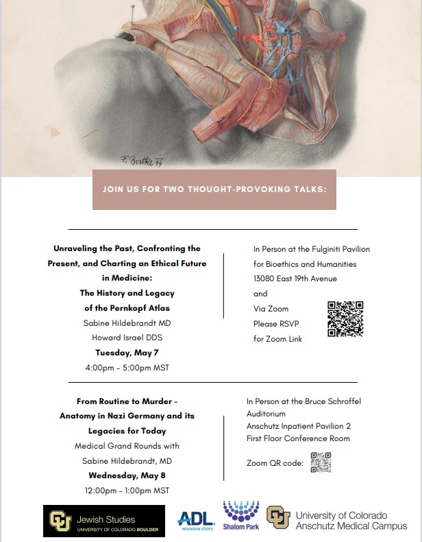 du_cjs's tweet photo. This year's Yom HaShoah programming at CU Anschutz Medical Campus promises two thought-provoking talks about the Pernkopf Atlas and Anatomy in Nazi Germany and the implications for today. https://t.co/aUXOfCfn9s