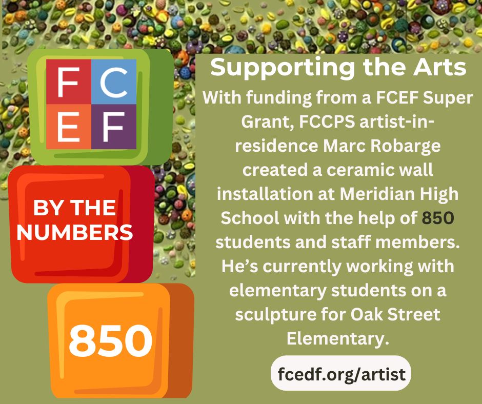 The Falls Church Education Foundation supports the vision of Marc Robarge, @FCCPS' first artist-in-residence. With Robarge’s guidance, students and staff at Meridian and Oak Street are adding their artistic touch to blank school walls. fcedf.org/artist