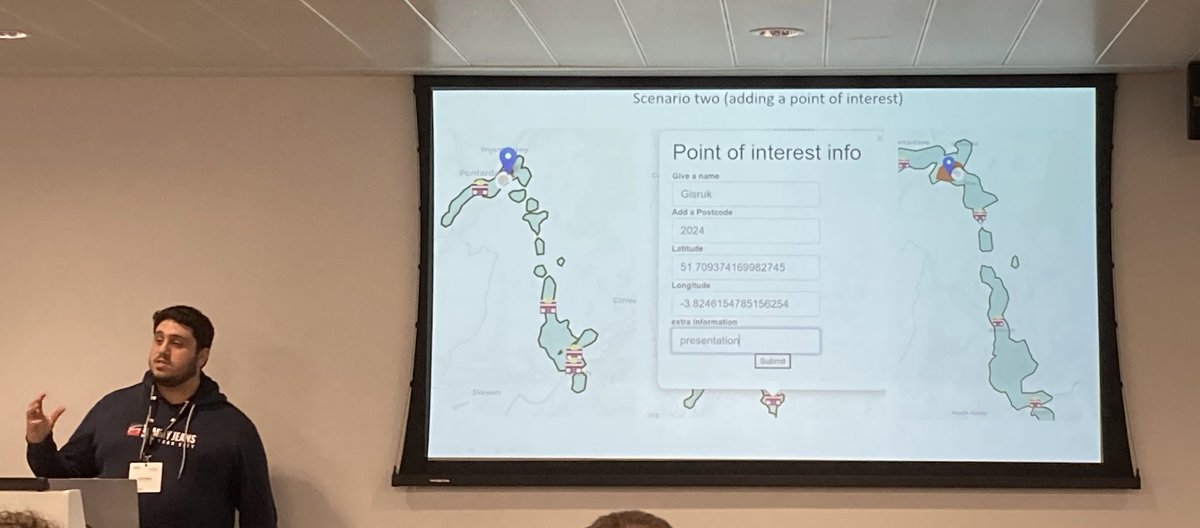 @UniSouthWales GIS Research Centre PhD student @liampwebb presented his work on public transport accessibly modelling at the GIS Research UK annual conference  👍 @WISERDNews @USWResearch @GISRUK #GISRUK2024