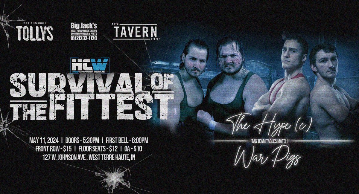 🚨announcement🚨 Your newly crowned Hybrid Tag Team Champions will be put to the test to hold onto those championships. Hunter Holdcraft and Gaige Noonan will be defending their titles in a Tag Team Tables match against the WAR PIGS!!