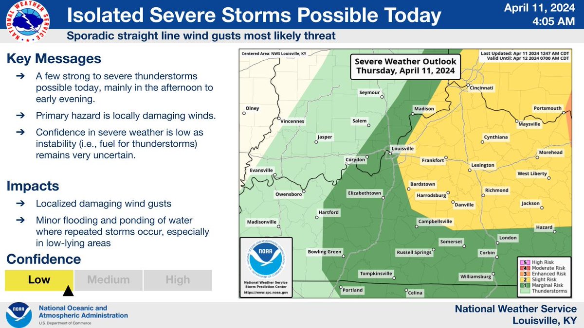 Kentucky – we have some isolated, severe storms rolling through the commonwealth this afternoon with possibility of strong winds and heavy precipitation. Keep an eye on your local radar and weather channels for more timely updates.